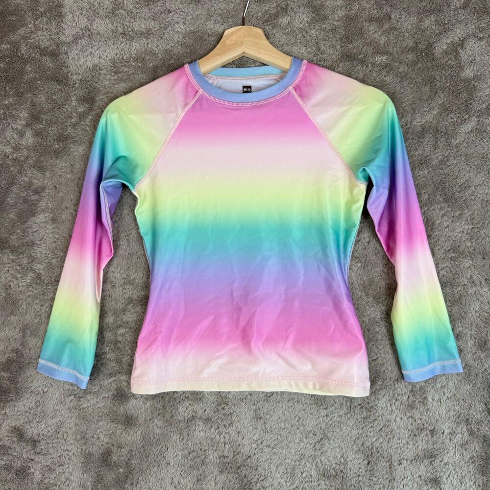 Tea Collection Rainbow Ombre Long Sleeve Rash Guard Swim Top 10 Girls